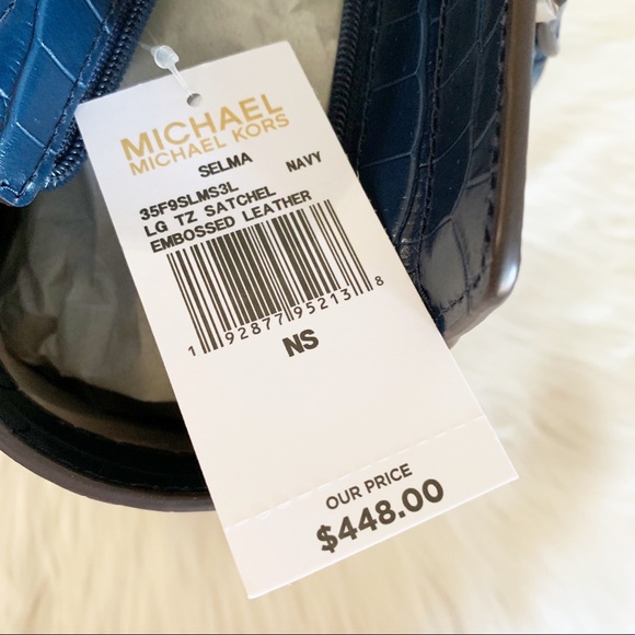 Michael Kors Selma Croc Embossed Leather Satchel - Picture 7 of 8